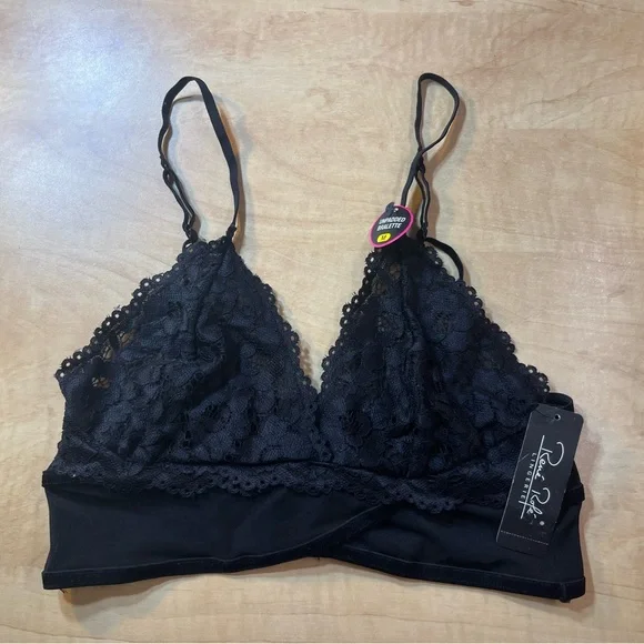 Rene Rofe Black Lace Bralette lingerie Medium NWT 
Unpadded 
Style/color: B8624 - Picture 4 of 11